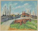 Alan Sumner, By South Wharf, screenprint