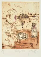 The Gourmet by John Olsen, 2003, etching, sold Oct 2016