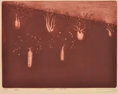 Desert Boabs by Jeff Makin, 2002, etching, sold Oct 2016