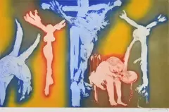 Untitled (Crucifix) by Arthur Boyd, etching, sold Oct 2016