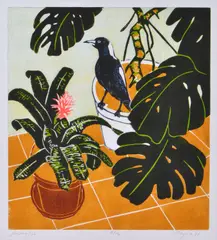 John Taylor, Magpie, 1988, linocut
