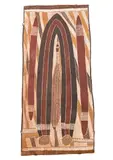 Mithinari Gurriwiwi, Yurlungurr - the Rainbow Serpent, natural earth pigments on eucalyptus bark
