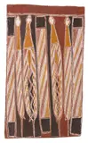 Burrunday, Snakes from the Wagilag Sister's Story, natural earth pigments on eucalyptus bark