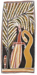 David Malangi, Manharrngu Rites, 1927, natural earth pigments on eucalyptus bark