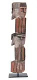 Mickey Geranium Warlapinni, Untitled (Six-Faced Figure), c.1967, natural earth pigments on carved ironwood