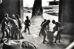 Werner Bischoff, Unloading Grain Ship In Port of Calcutta, India, 1951, silver gelatin print
