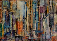 Frank Hinder, City Building, 1957, oil on board