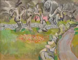 Donald Friend, Olive Grove at Tourrettes, gouache and pastel on paper laid on board