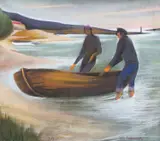 Bill Coleman, Bringing in the Boat, pastel on paper
