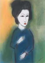 Robert Dickerson, Geisha, pastel on paper