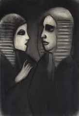 Two Judges by Robert Dickerson, charcoal on paper, sold Nov 2016