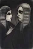 Robert Dickerson, Two Judges, charcoal on paper
