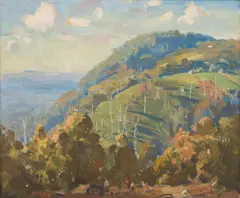 William Dargie, Mount Dandenong Summit, at Olinda (painted from Sir Arthur Streeton's Gates), oil on canvas