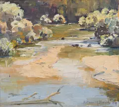 River Scene by Arthur Boyd, 1939, oil canvas on board, sold Nov 2016