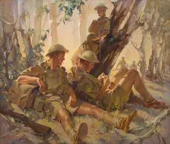 Footsloggers by Clifford Dudley Wood, c.1945, oil on canvas laid on board, sold Nov 2016