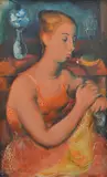 Constance Stokes, Young Girl, oil on board