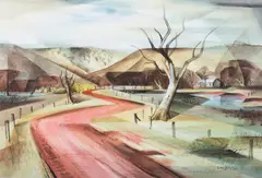The Red Road by Kenneth Jack, 1957, watercolour, sold Nov 2016