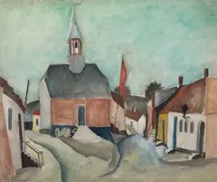 Alan Sumner, Streetscene, oil on canvas laid on board