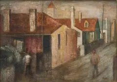 John Santry, A Back Street, Redfern, oil on canvas on board