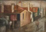 John Santry, A Back Street, Redfern, oil on canvas on board