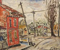 Danila Vassilieff, Streetscene with Rotunda, oil on board