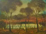Pro Hart, Yabbie Picnic, oil on board