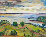 Barry Humphries, Darwin, Storm Approaching, 1987, oil on canvas-board