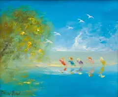 David Boyd, Race Across the Sandbank, oil on board