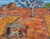 Pasquale Giardino, 20km Out Alice West, MacDonnell Ranges, Il Pilly Chook Farm, oil on canvas
