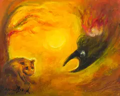 David Boyd, Wombat and Europa, 2001, oil on canvas-board