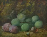 Vincent Clare, Plums, oil on board