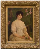 Otto Theodore Gustav Lingner, (Woman in the Garden), oil on board