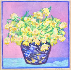 Erna Halleur, Still Life, linocut