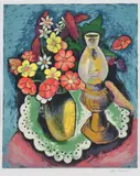 Alan Sumner, Flowers and a Lamp, 1948, screenprint printed in colours from 17 stencils