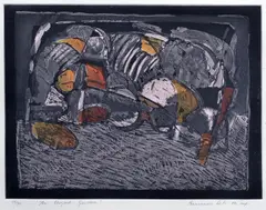 Bruno Leti, The Striped Garden, coloured etching 19/30