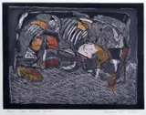 Bruno Leti, The Striped Garden, coloured etching 19/30