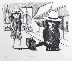 Bus Stop by Charles Blackman, lithograph 17/90, sold Aug 2016