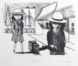 Charles Blackman, Bus Stop, lithograph 17/90
