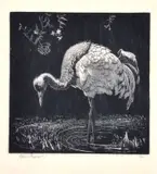 The Crane by Lionel Lindsay, 1925, woodcut, sold Aug 2016