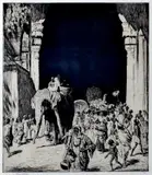 Lionel Lindsay, Temple Entry Madura, etching, edition of 100