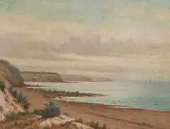 James Ashton, Coastal Scene, oil on canvas