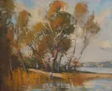 Dixon Copes, Riverscape, oil on canvas on board