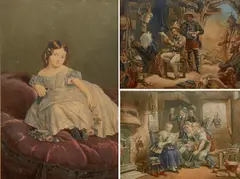 George Baxter, 1. (Conversation by Fire), chromolithograph (3)