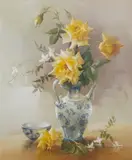 Jill Kirstein, Yellow Roses, oil on canvas