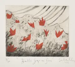 Halls Gap on Fire, by Mark Schaller, 2006, etching 8/30, sold May 2016