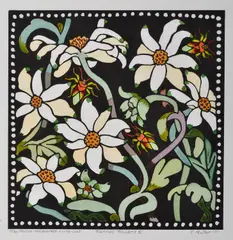 Kit Hiller, Flannel Flowers II, hand-coloured linocut 17/30