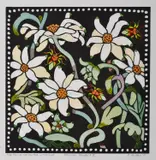 Kit Hiller, Flannel Flowers II, hand-coloured linocut 17/30