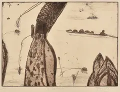 The Slip Arrives by John Olsen, etching A/P, sold May 2016