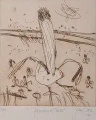 Penguin and Chicken by John Olsen, etching 5/40, sold May 2016