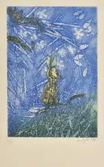 Lesser Bilby by Clifton Pugh, 1989, coloured etching 14/95, sold May 2016